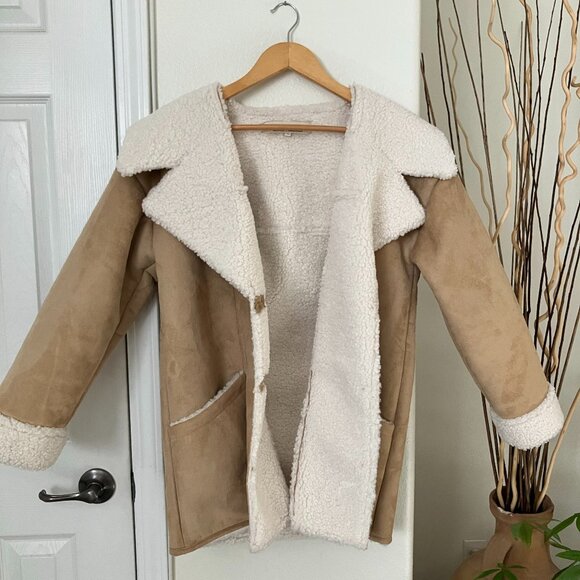 XS Tan Faux Sherpa Lined Jacket ~ Free People - Picture 1 of 8